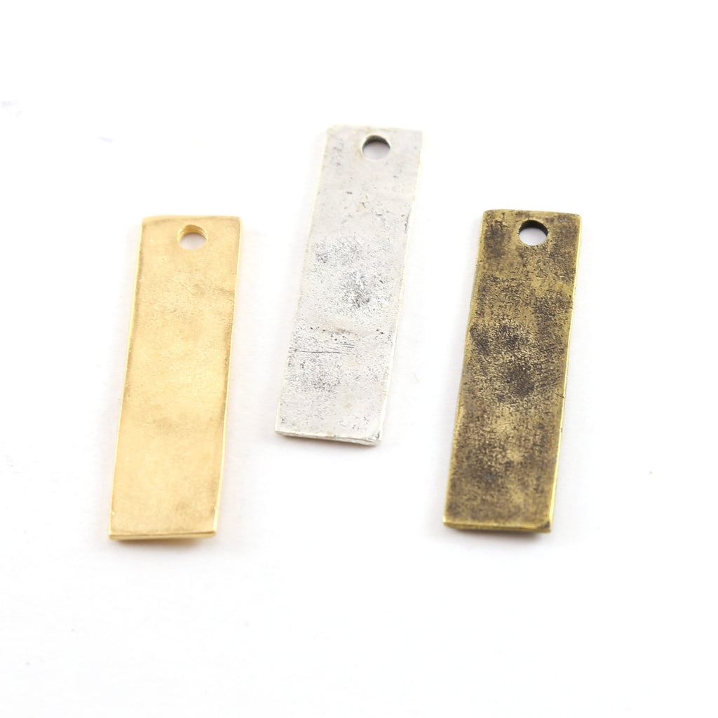 Pewter Metal Hammered 36mm x 10mm Stamping Blank Single Hole