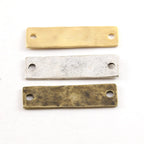 Pewter Metal Hammered 36mm x 10mm Stamping Blank Double Hole