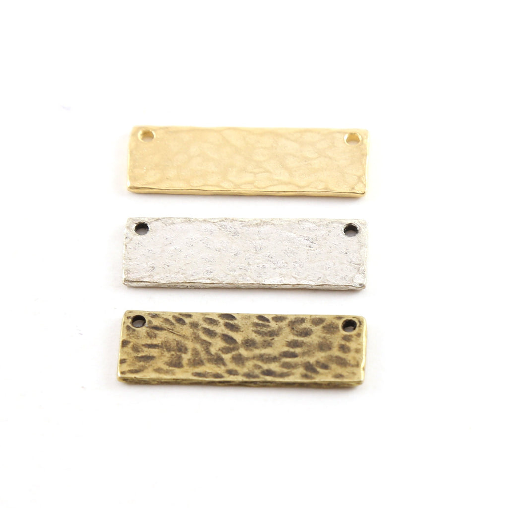 Pewter Metal Hammered 28mm x 9mm Stamping Blank Double Top