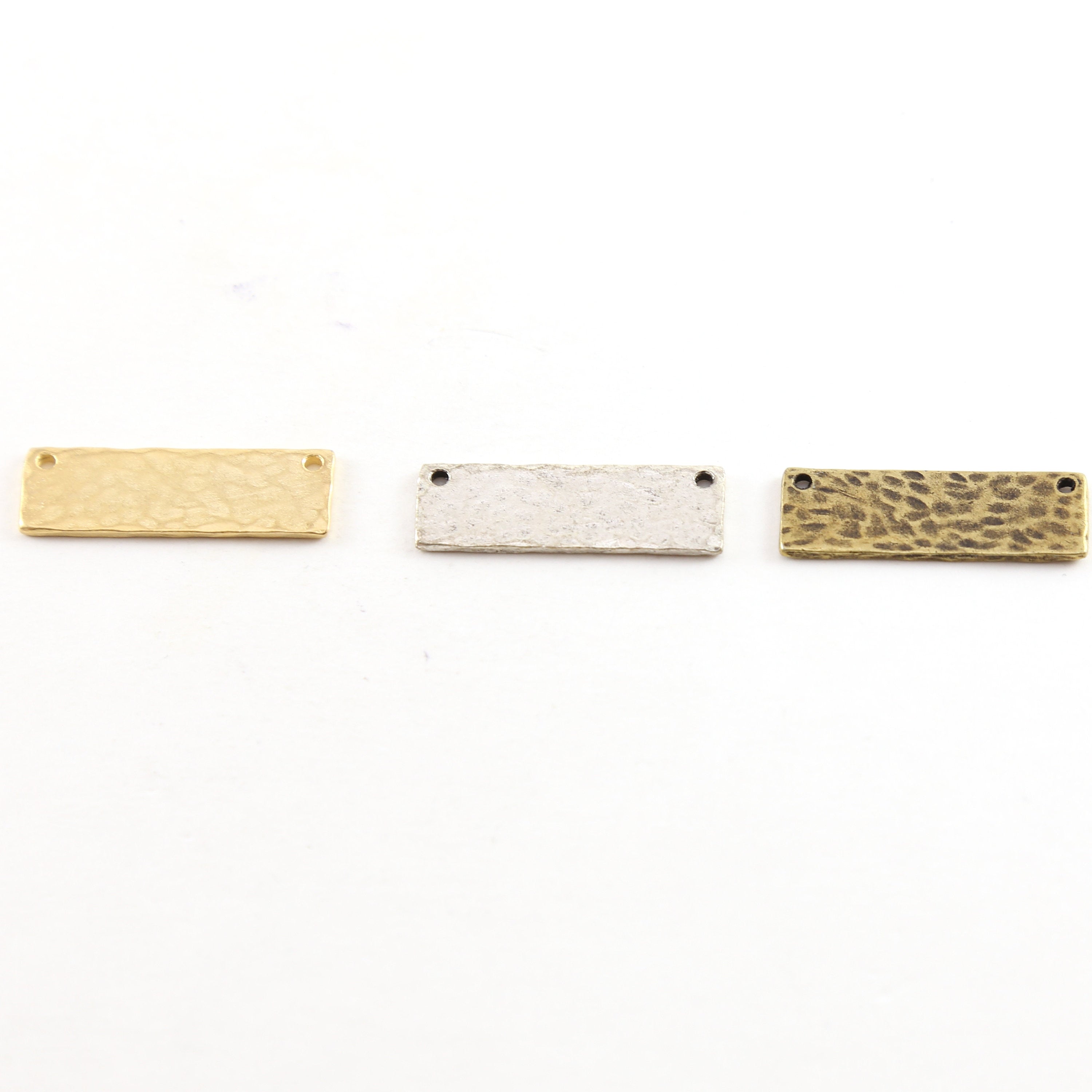 Pewter Metal Hammered 28mm x 9mm Stamping Blank Double Top