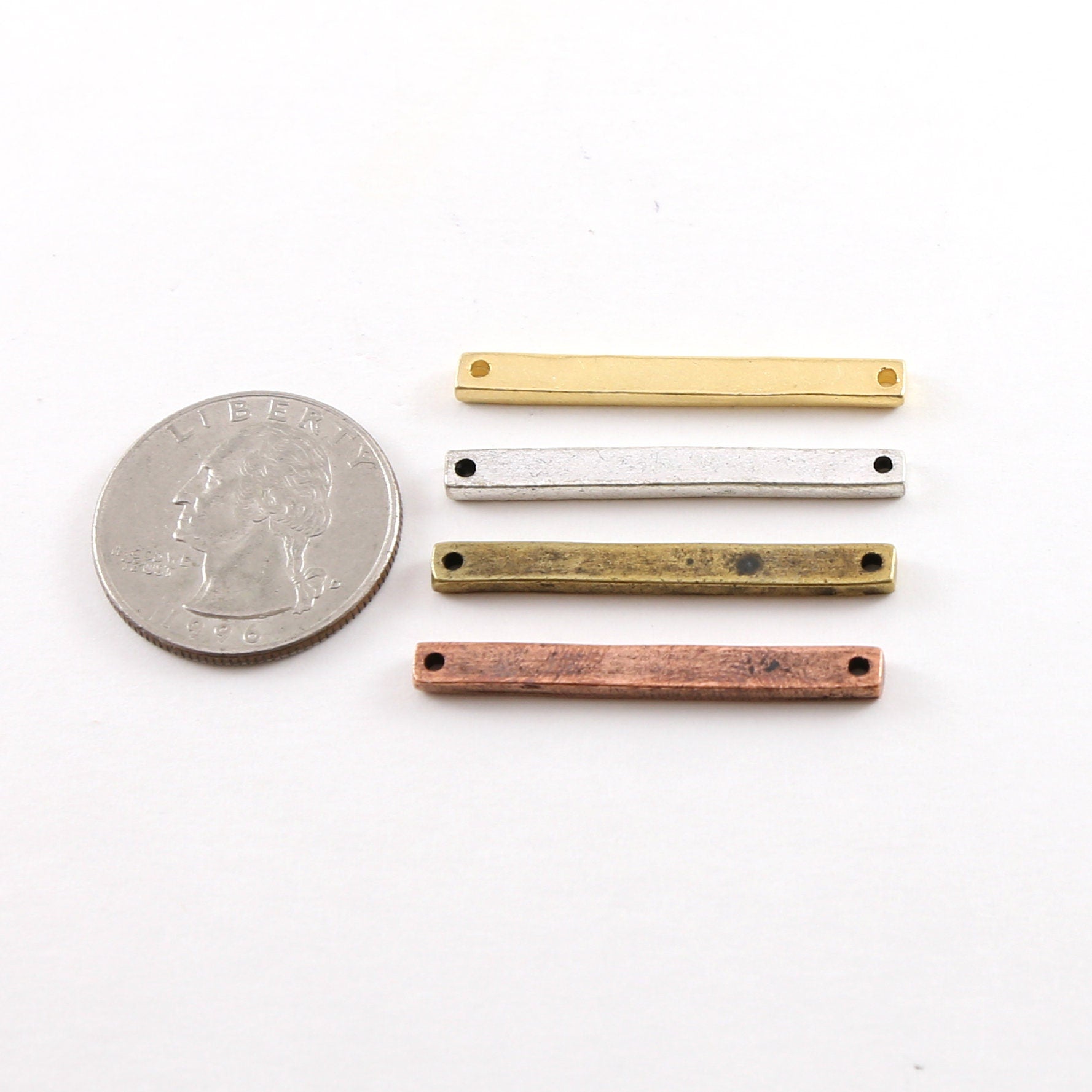 Pewter Metal Thick Horizontal Bar Connector 35mm x 3mm
