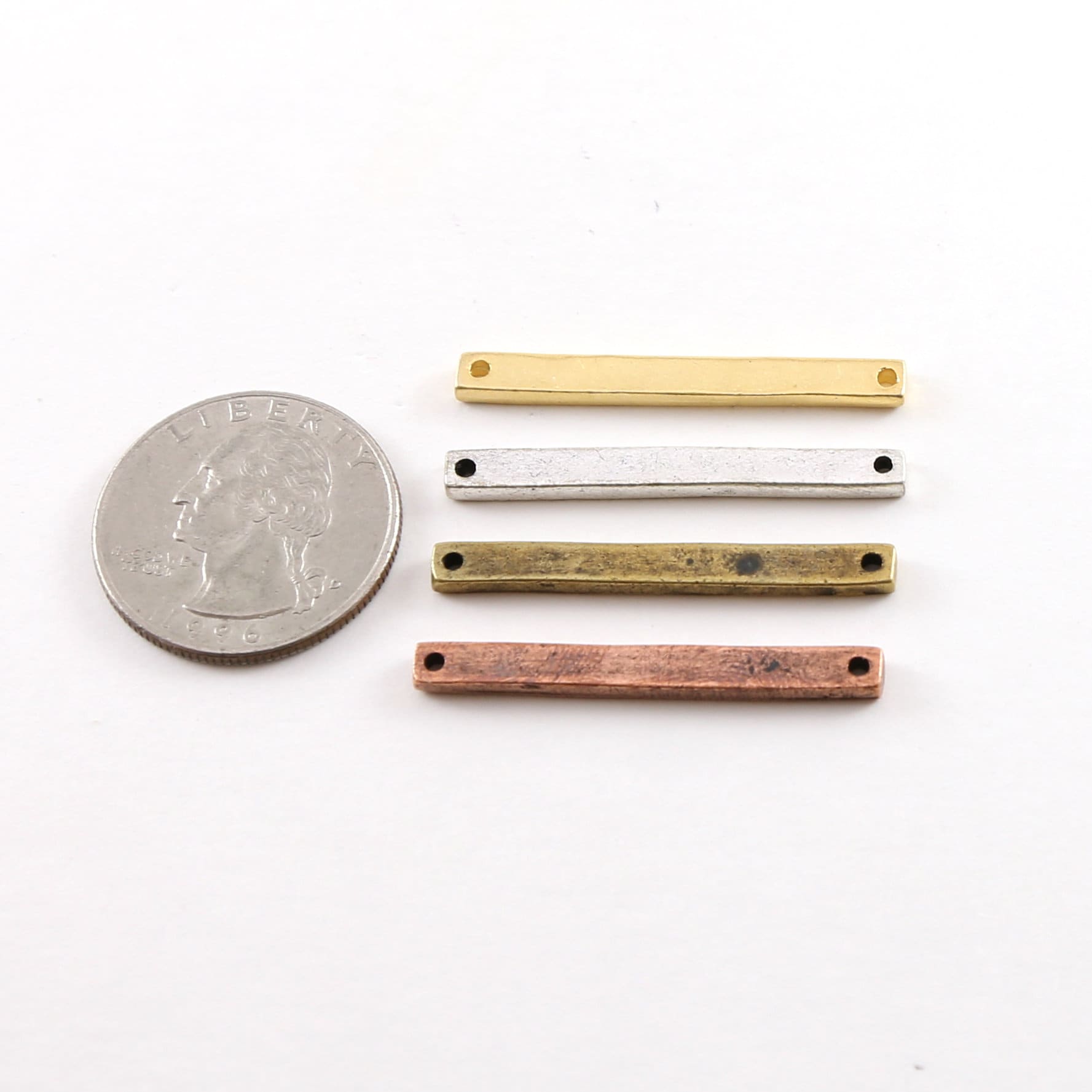 Pewter Metal Thick Horizontal Bar Connector 35mm x 3mm