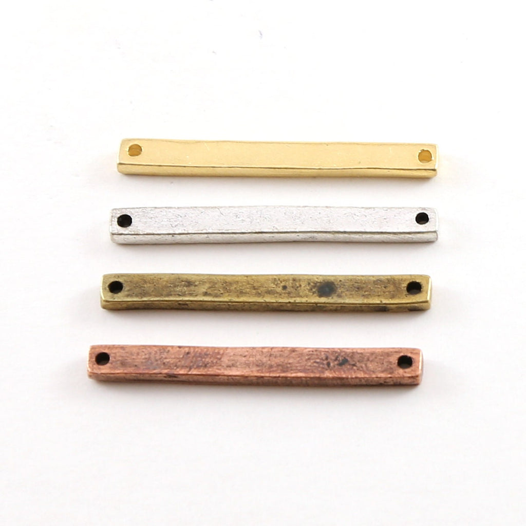 Pewter Metal Thick Horizontal Bar Connector 35mm x 3mm