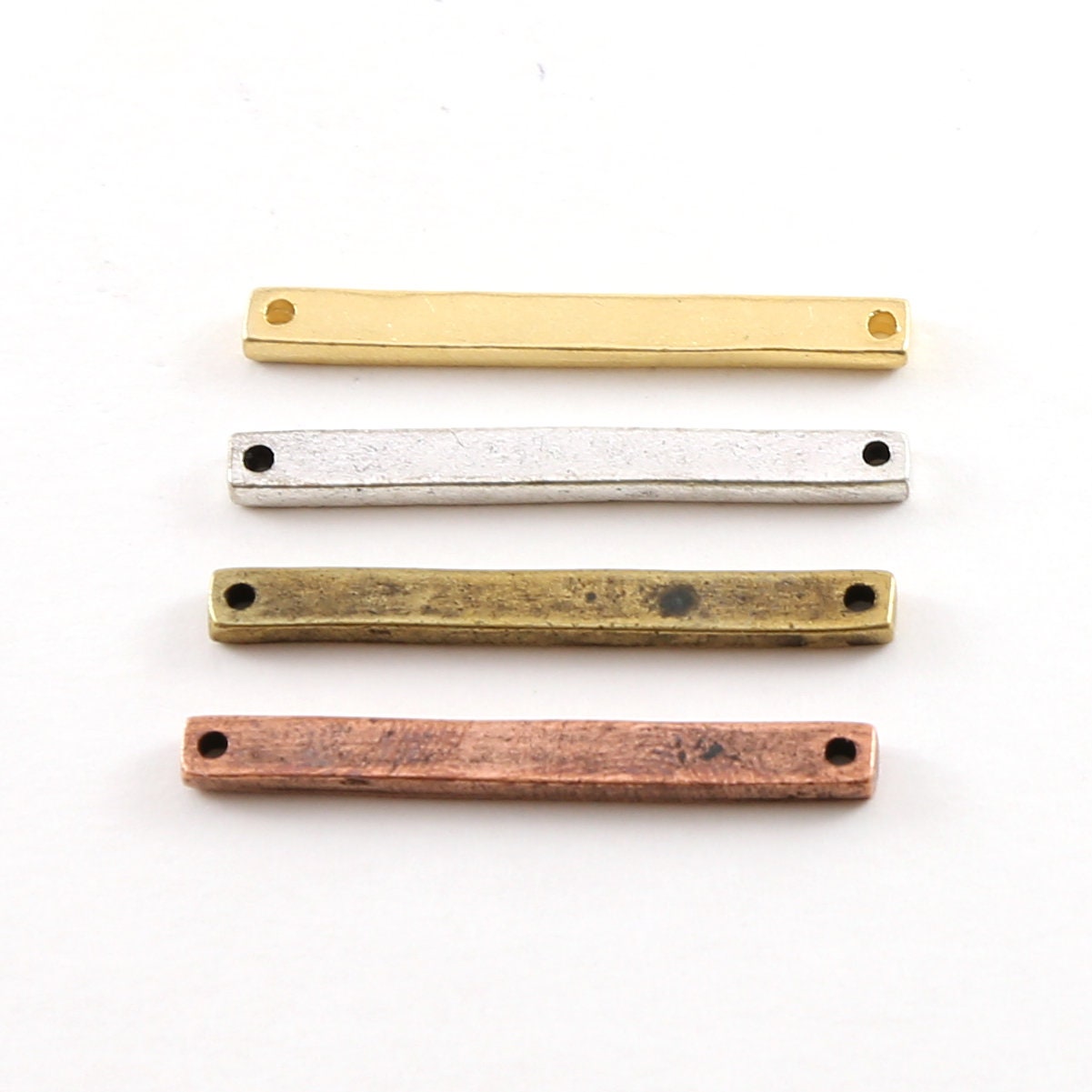 Pewter Metal Thick Horizontal Bar Connector 35mm x 3mm