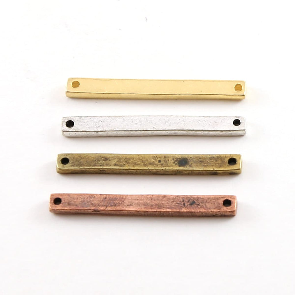 Pewter Metal Thick Horizontal Bar Connector 35mm x 3mm