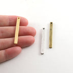 Pewter Metal Thick Long Bar Pendant 35mm x 3mm Stamping Blank