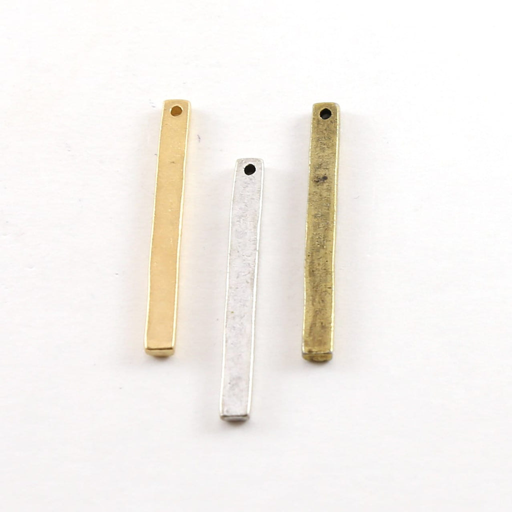 Pewter Metal Thick Long Bar Pendant 35mm x 3mm Stamping Blank