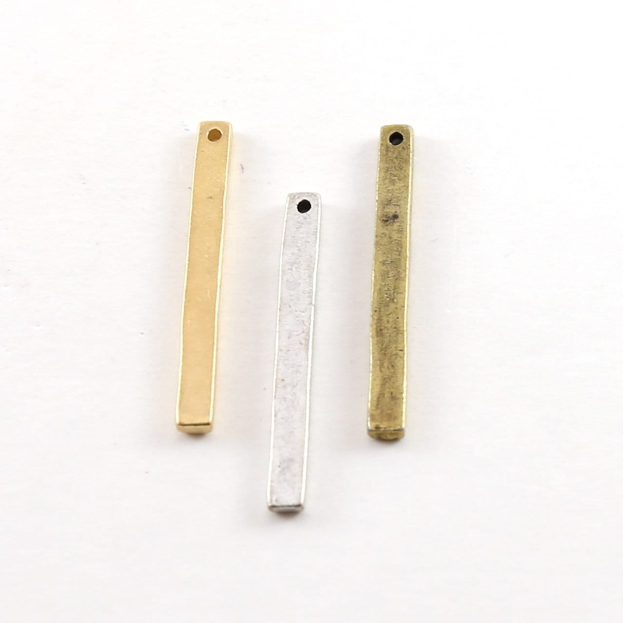Pewter Metal Thick Long Bar Pendant 35mm x 3mm Stamping Blank