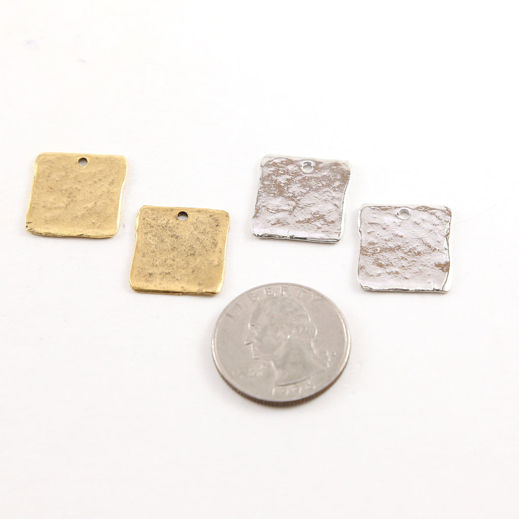 Pewter Metal Textured 17mm x 14mm Stamping Blank Square (2pc)