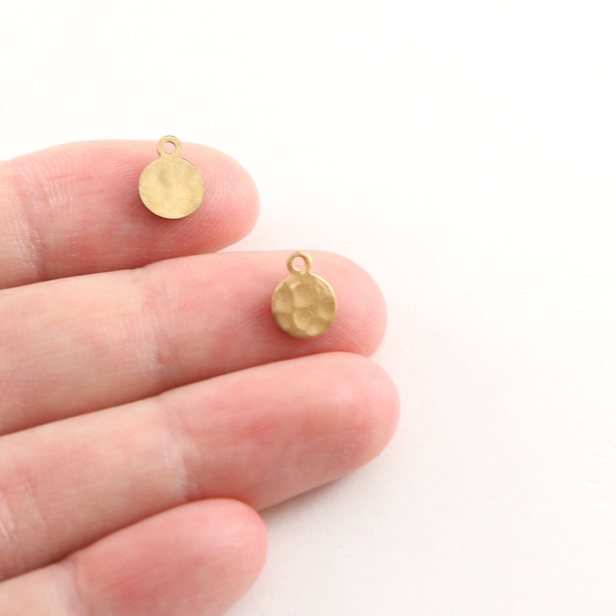 Raw Brass Tiny 9mm x 7mm Metal Hammered Stamping Blank Circle (10pc)