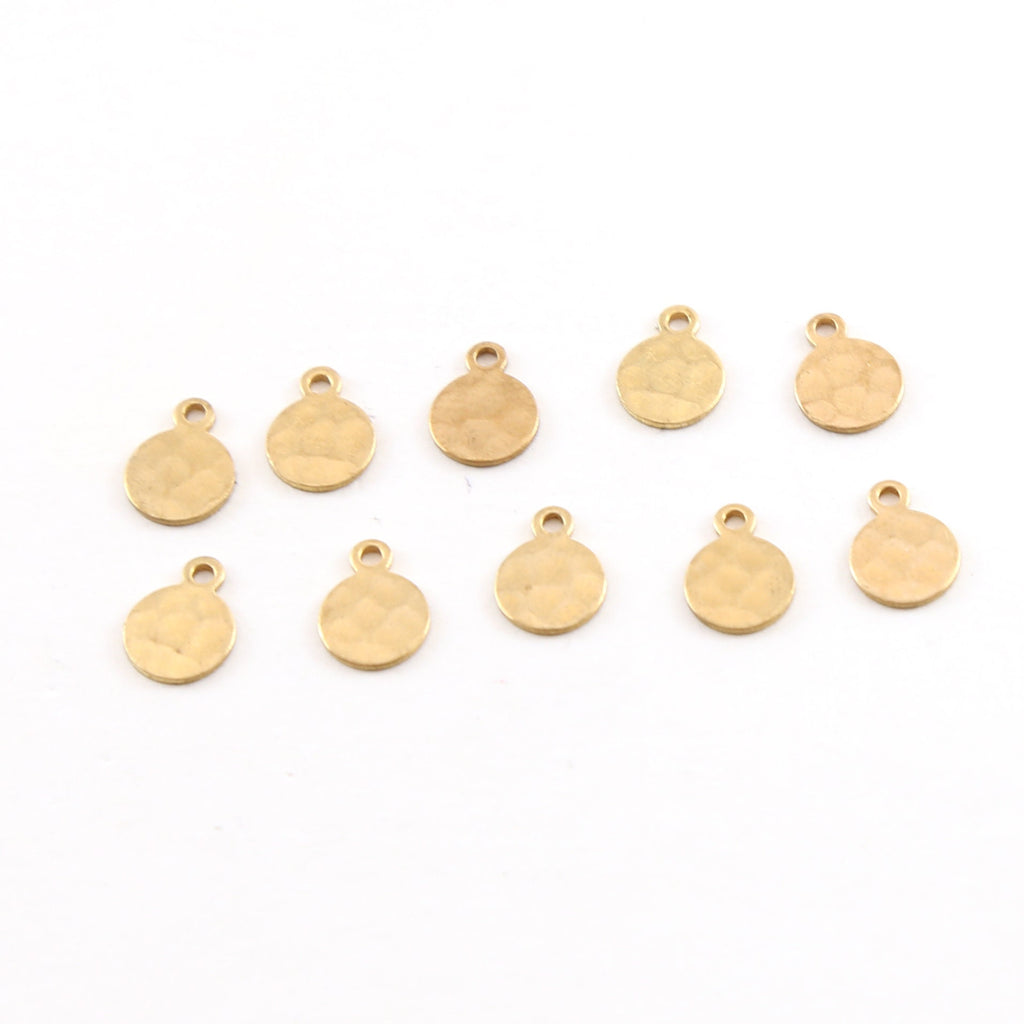 Raw Brass Tiny 9mm x 7mm Metal Hammered Stamping Blank Circle (10pc)