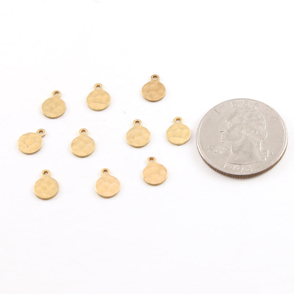 Raw Brass Tiny 9mm x 7mm Metal Hammered Stamping Blank Circle (10pc)