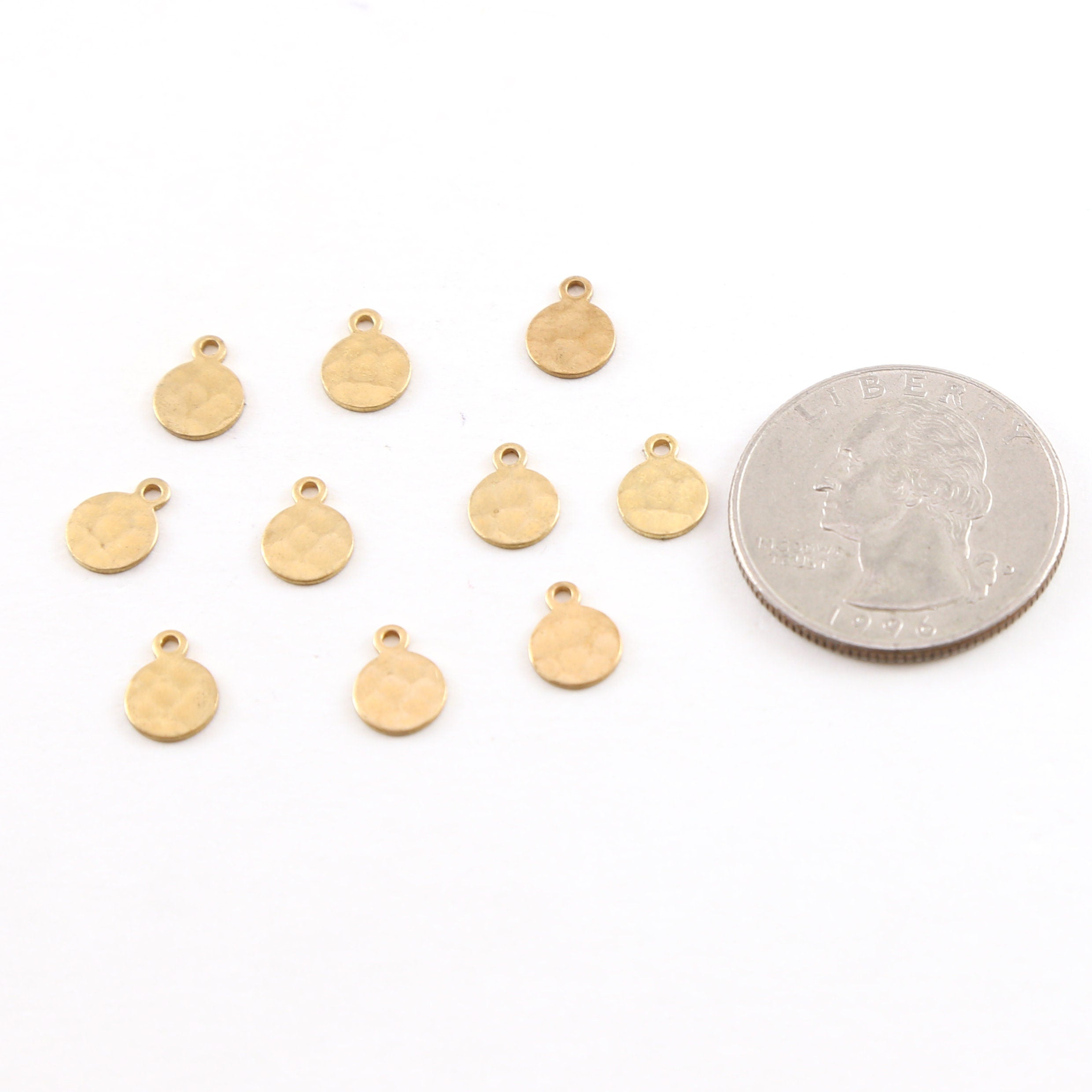 Raw Brass Tiny 9mm x 7mm Metal Hammered Stamping Blank Circle (10pc)