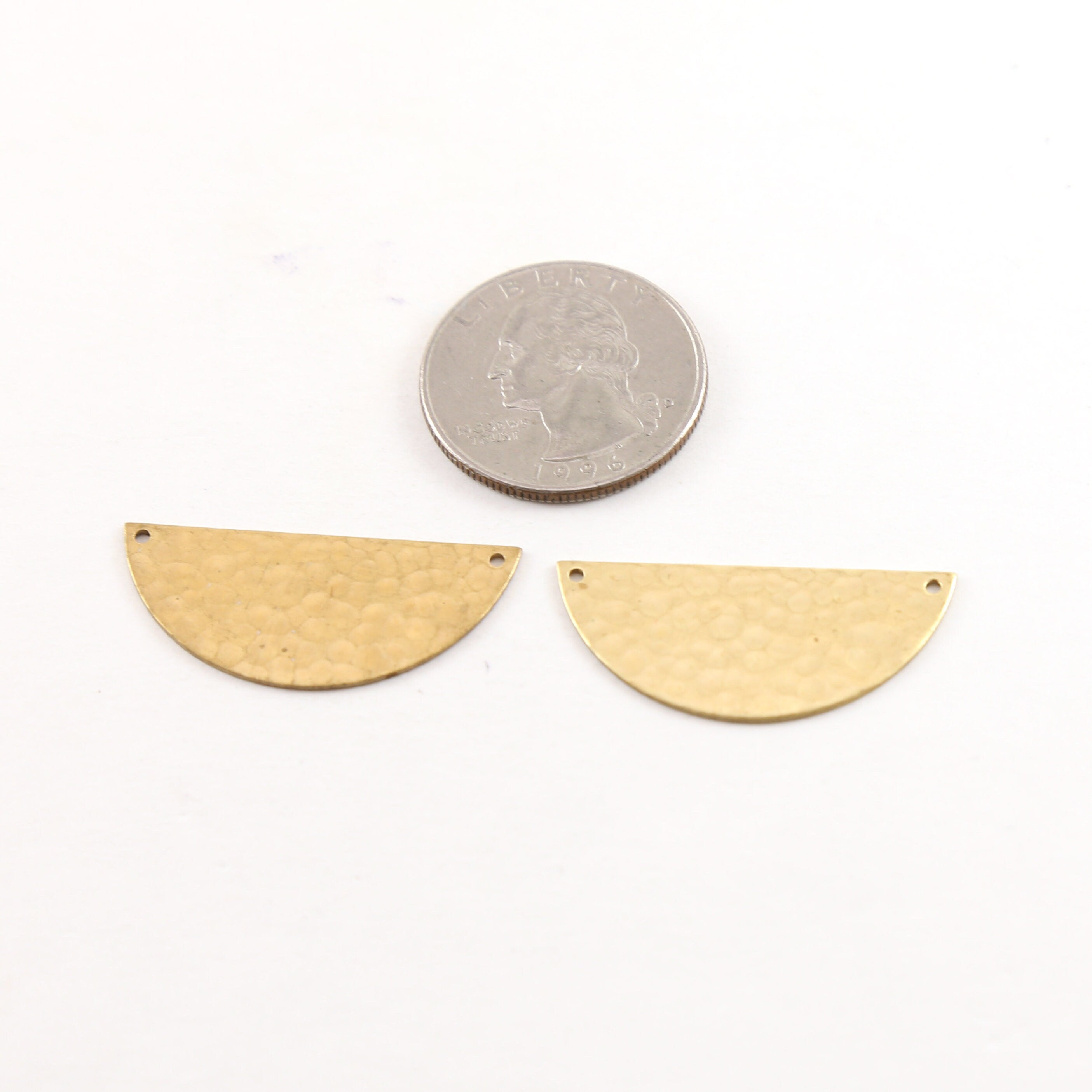 32mmx13mm Raw Brass Large Lightweight Metal Stamping Blank Half Circle (2pc)