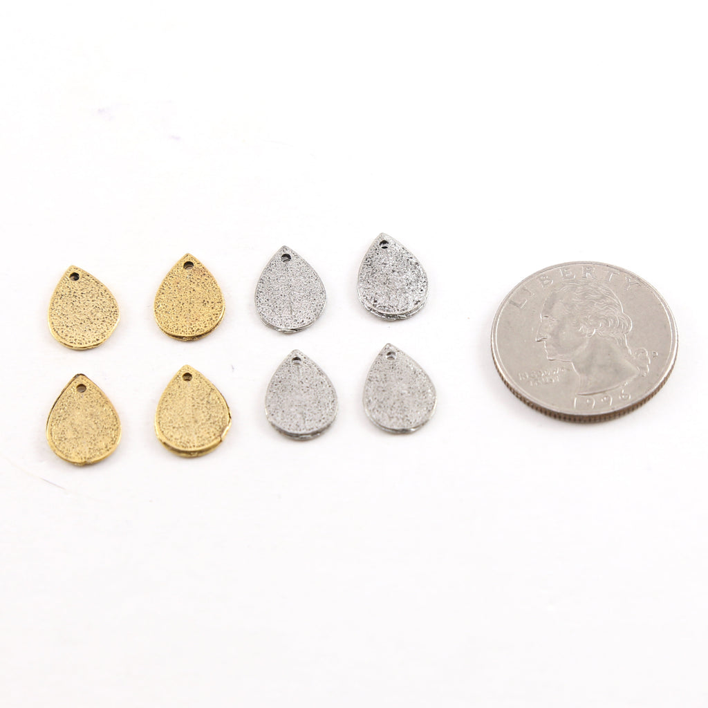 13mmx9mm Pewter Metal Speckle Textured Teardrop Stamping Blank Dagger (4pc)