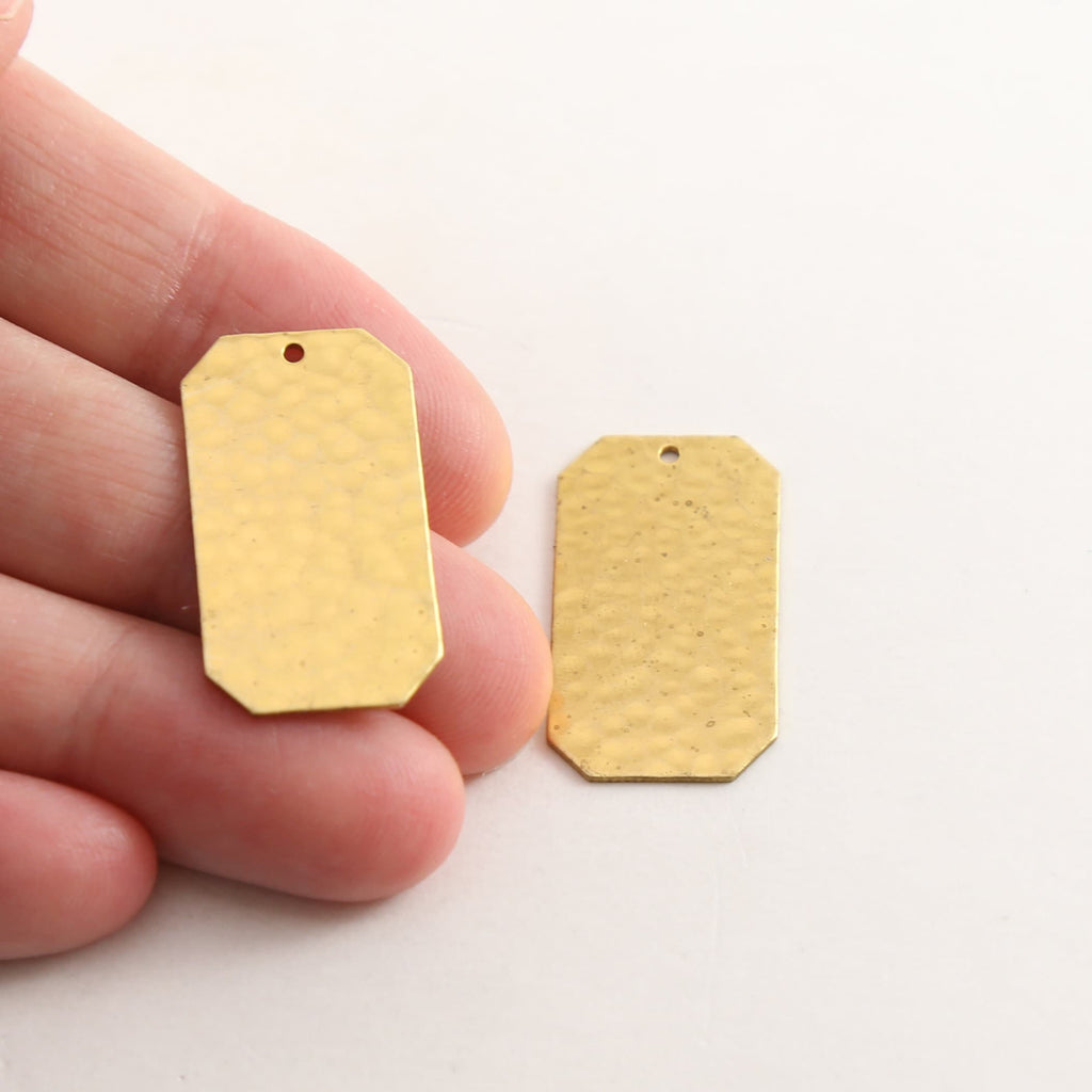 25mmx14mm Brass Hammered Textured Thin Dog Tag Metal Stamping Blank (2pc)