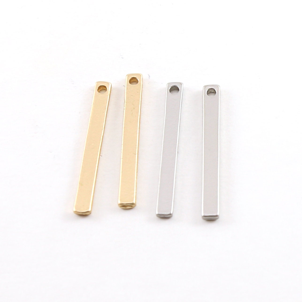 32mmx3mm Pewter Metal Thick Long Bar Pendant Stamping Blank Single Hole (2pc)