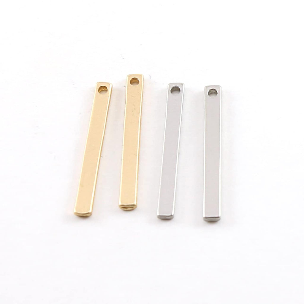 Pewter Metal Thick Long Bar Pendant Stamping Blank Single Hole (2pc)