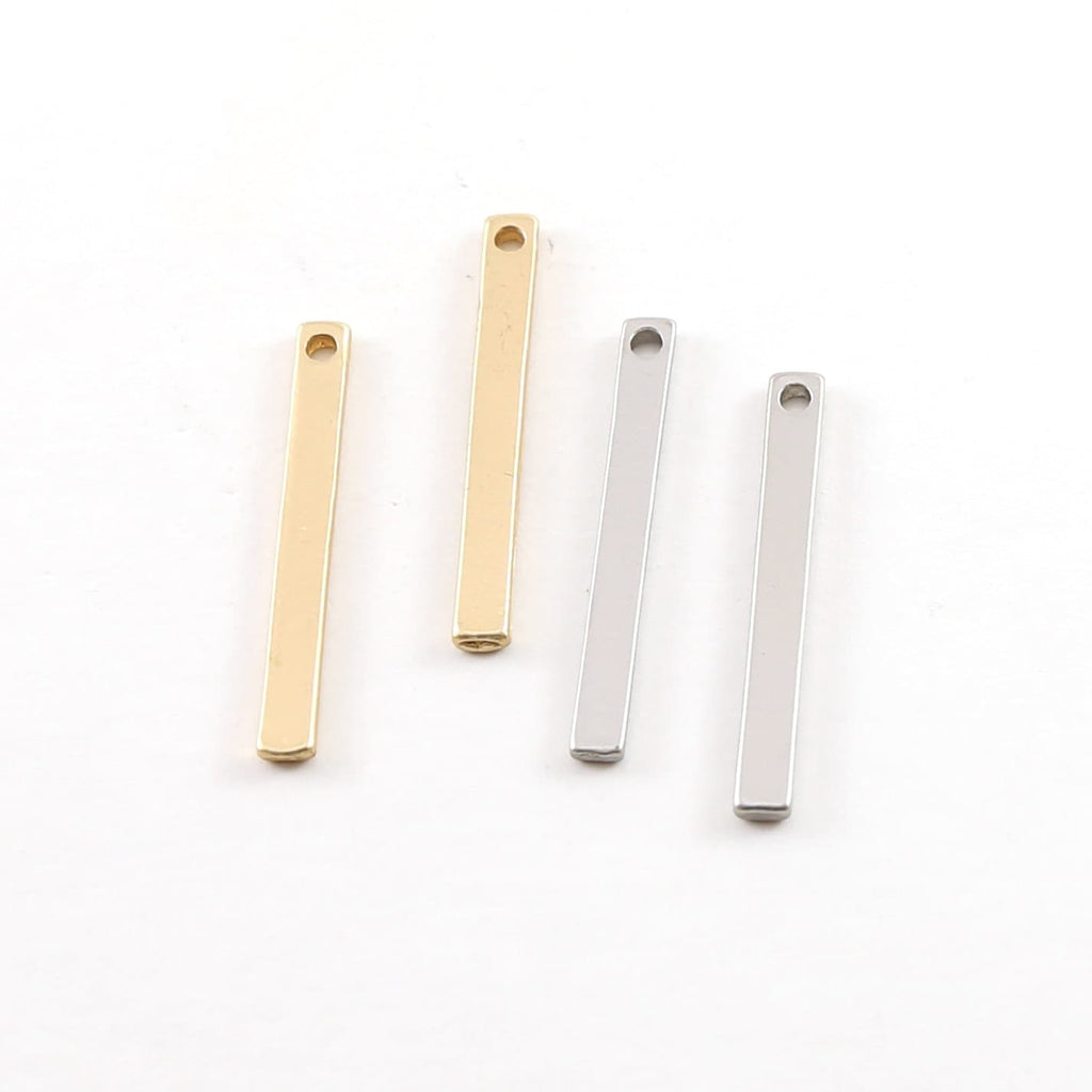 32mmx3mm Pewter Metal Thick Long Bar Pendant Stamping Blank Single Hole (2pc)
