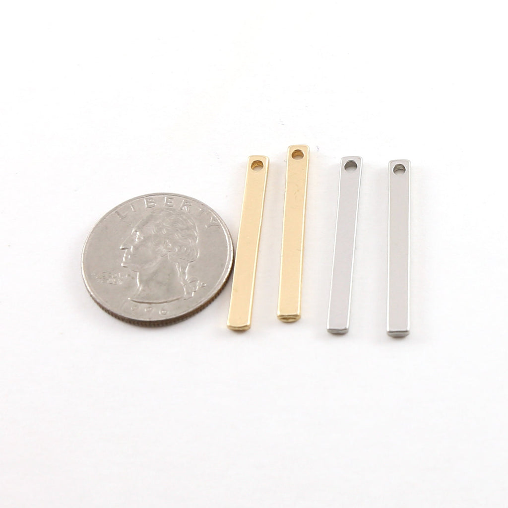 Pewter Metal Thick Long Bar Pendant Stamping Blank Single Hole (2pc)