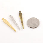 Pewter Metal Thick Spike Triangle Dagger Pendant 40mm x 6mm