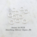 Sterling Silver 8mm 19 Gauge Open Jump Rings Charm Links Findings (10pc)