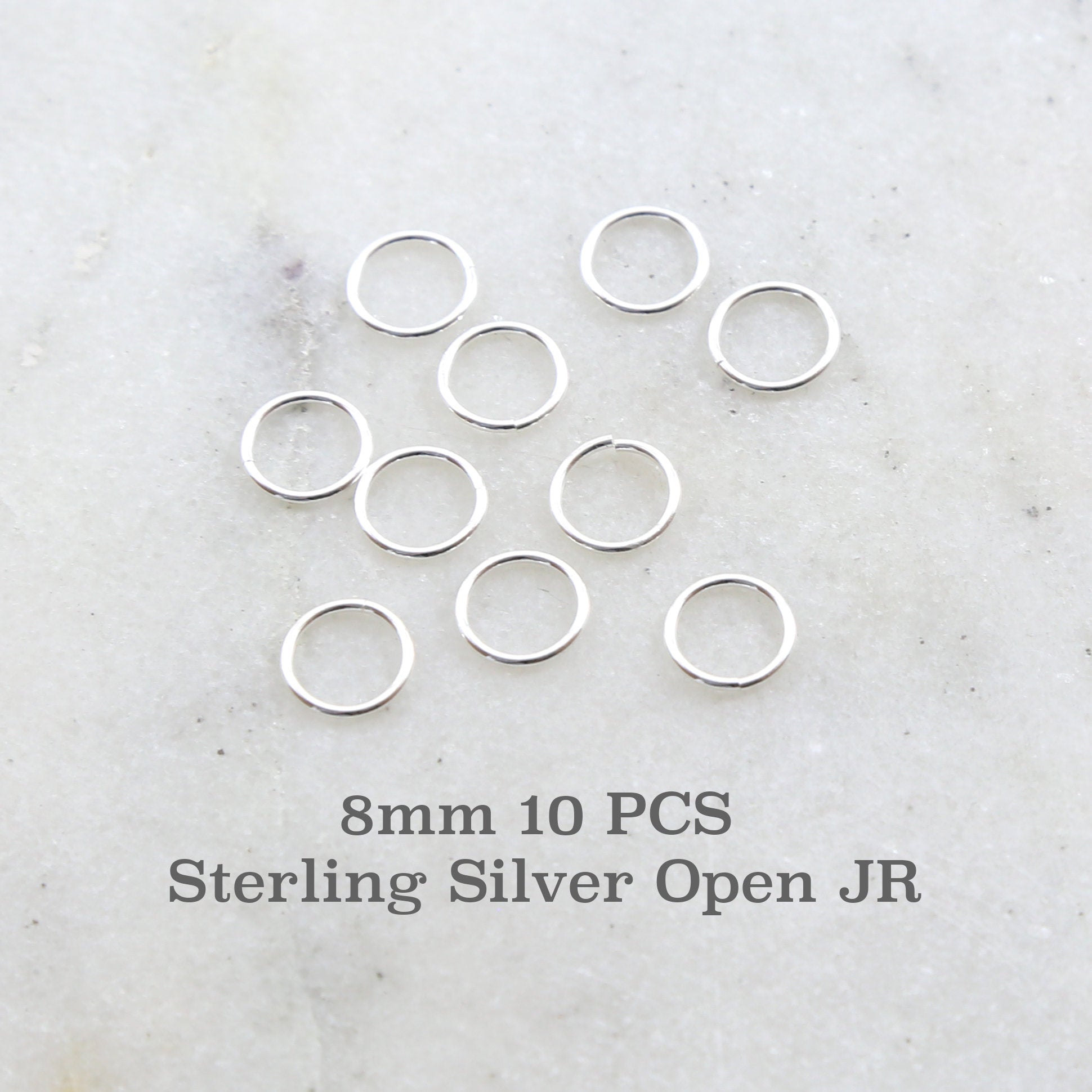 Sterling Silver 8mm 19 Gauge Open Jump Rings Charm Links Findings (10pc) – Silver
