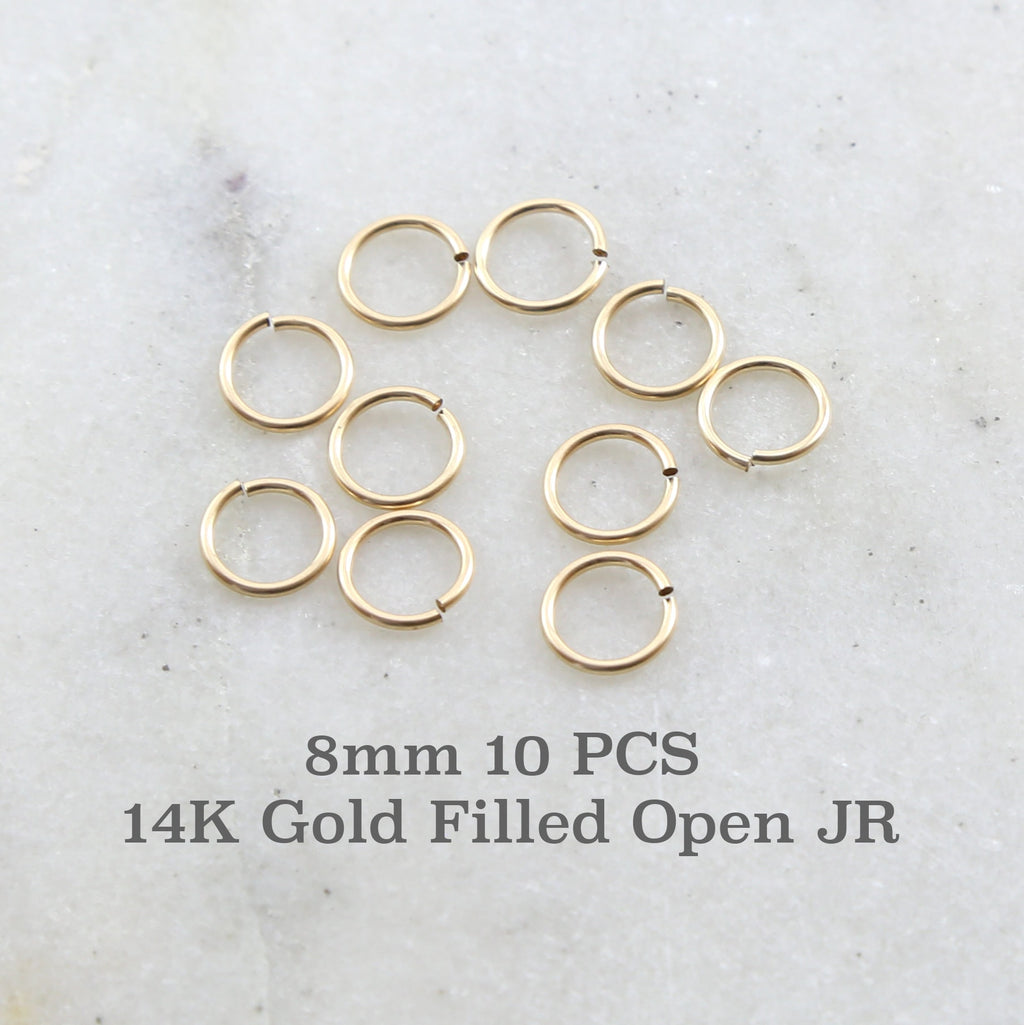 14K Gold Filled 8mm 24Gauge Open Jump Rings Charm Links Gold Findings (10pc)