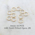 14K Gold Filled 8mm 24Gauge Open Jump Rings Charm Links Gold Findings (10pc)