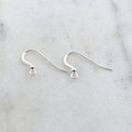 25mmx20mm Sterling Silver Long French Ear Wire with Ball Ear Wires (2pc)