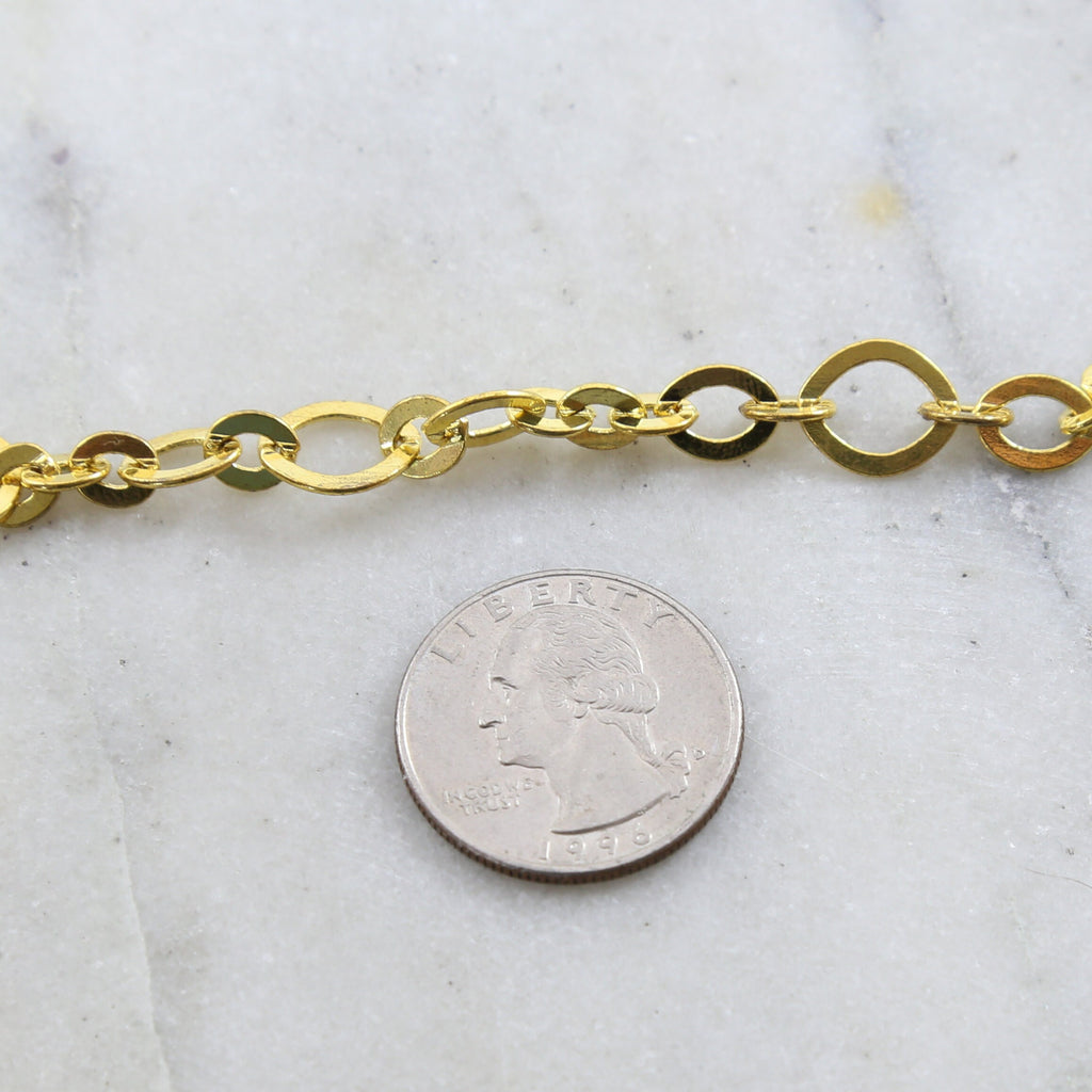 Brass Graduated Flat Oval Chain in 7 Finishes Nickel Lead – Sold by the Foot