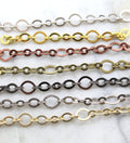 Brass Graduated Flat Oval Chain in 7 Finishes Nickel Lead – Sold by the Foot
