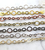 Brass Graduated Flat Oval Chain in 7 Finishes Nickel Lead – Sold by the Foot