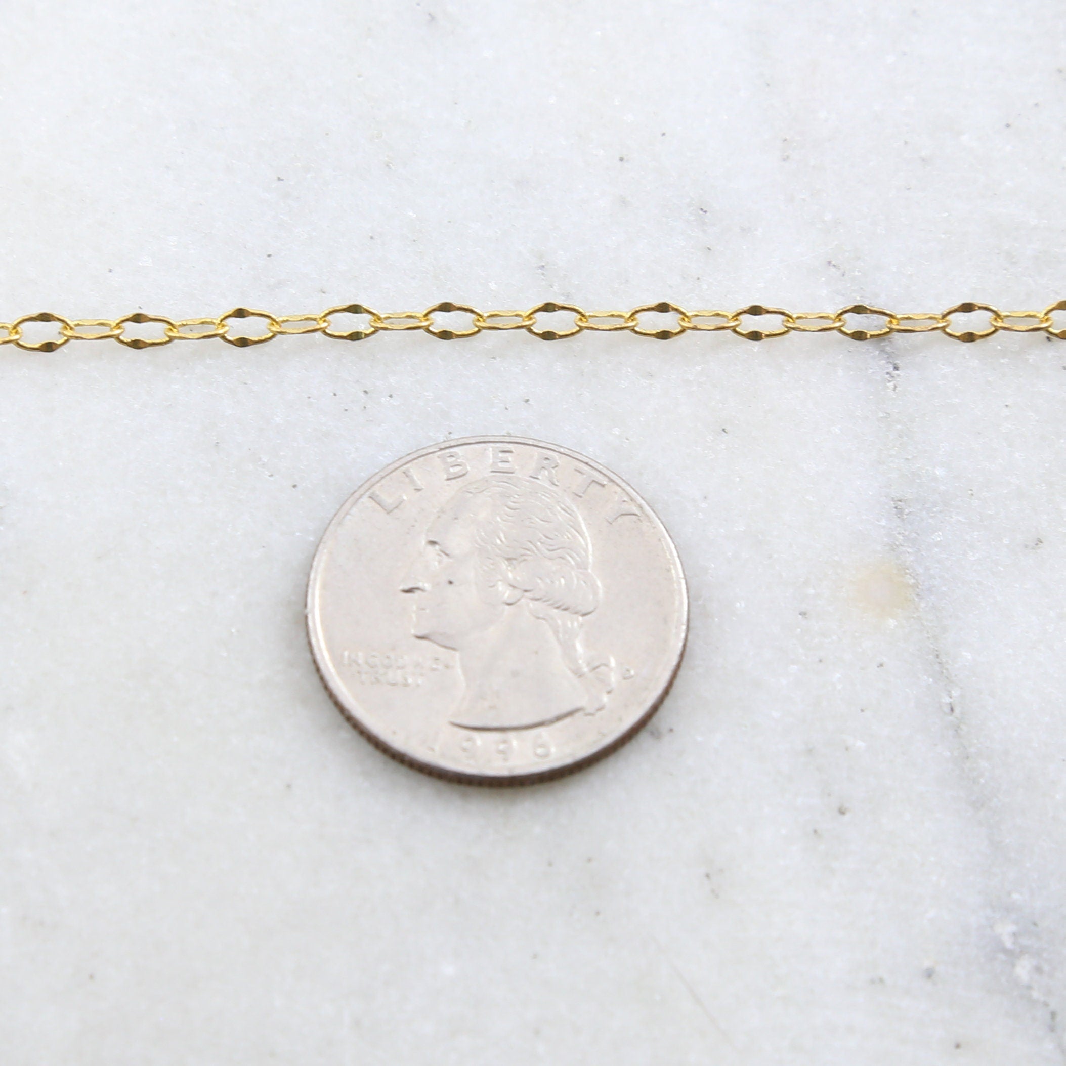 4mmx2.6mm Brass Dainty Oval Crimped Chain in Shiny Silver – Sold by the Foot