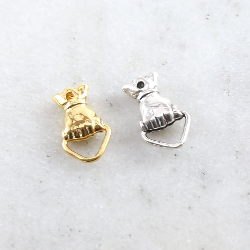 Sterling Silver or Vermeil Vintage Inspired Hand Holding Triangular Ring Charm