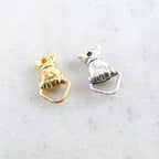 Sterling Silver or Vermeil Vintage Inspired Hand Holding Triangular Ring Charm