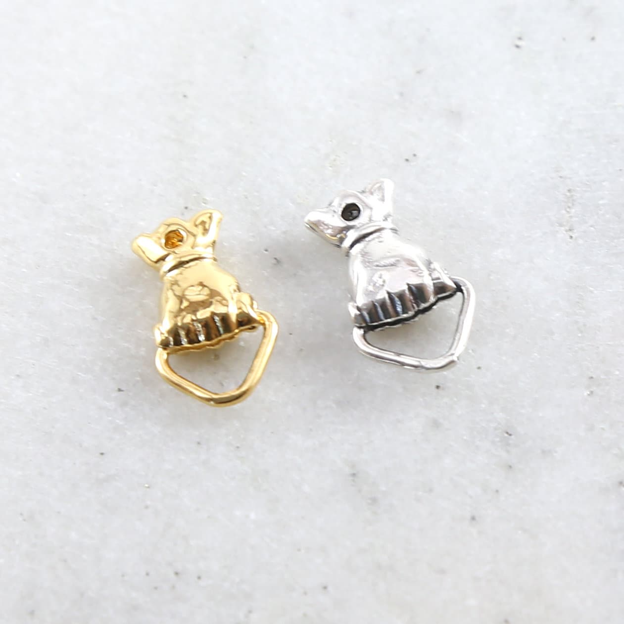 Sterling Silver or Vermeil Vintage Inspired Hand Holding Triangular Ring Charm