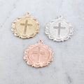 25mmx21mm Sterling Silver or 14K Gold Filled Large Cross Scalloped Edged