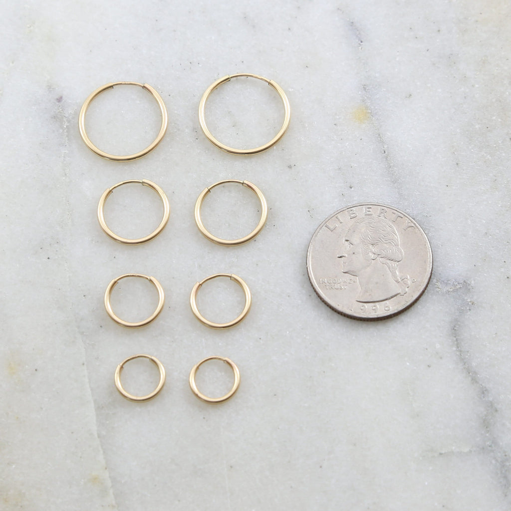 14K Gold Filled Small Endless Hoop Earrings 16mm 14mm 12mm 9mm Earring (2pc)