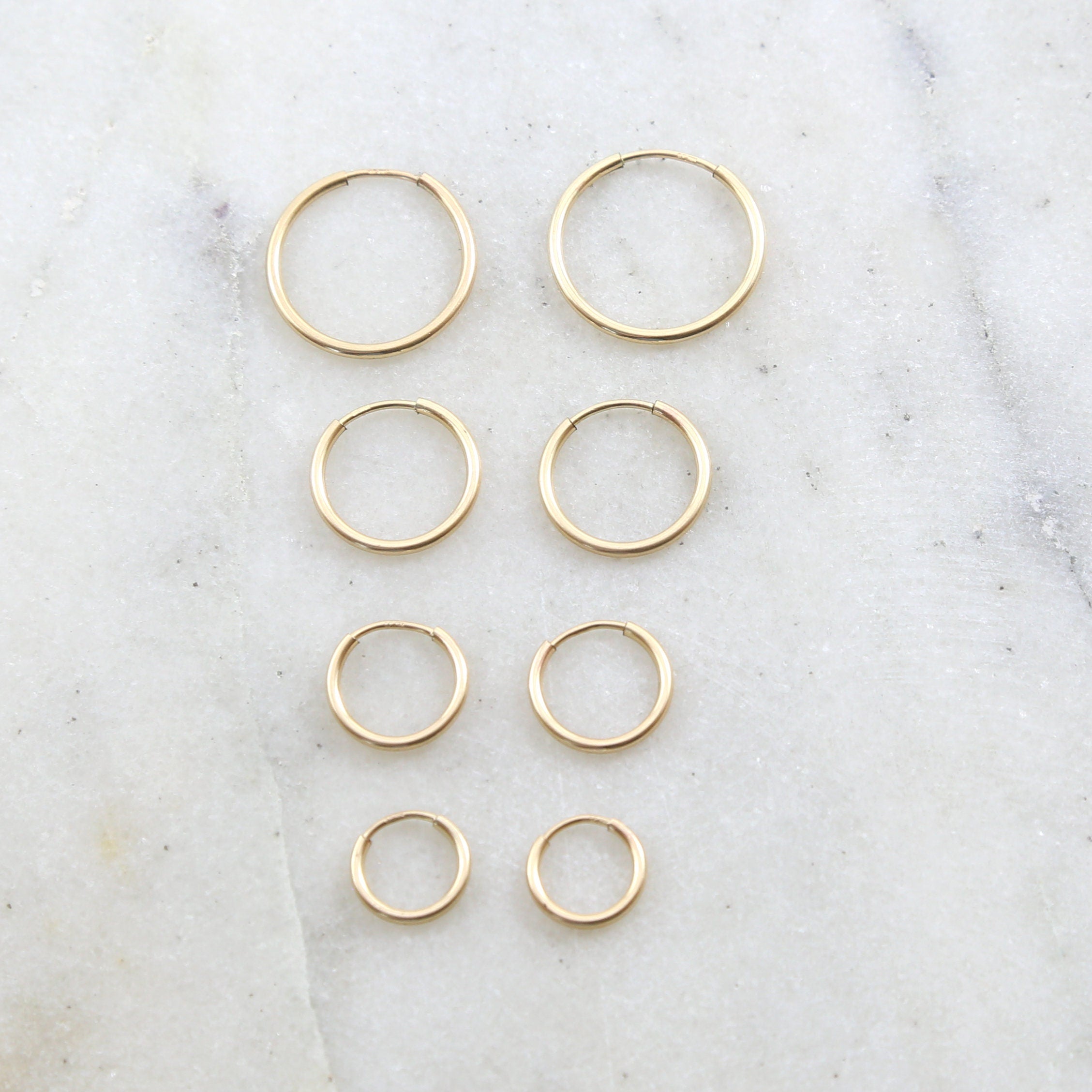 14K Gold Filled Small Endless Hoop Earrings 16mm 14mm 12mm 9mm Earring (2pc)
