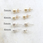 Sterling Silver or 14K Gold Filled Dainty Simple 4mm or 5mm Ball Posts (2pc)