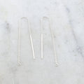 Sterling Silver Long 3 Inch Chain Threader Dangle Earring Hook Component (2pc)