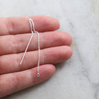 Sterling Silver Long 3 Inch Chain Threader Dangle Earring Hook Component (2pc)