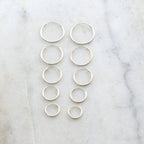 Sterling Silver Small Endless Hoop Earrings 18mm 16mm 14mm 12mm 10mm (2pc)