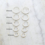 Sterling Silver Small Endless Hoop Earrings 18mm 16mm 14mm 12mm 10mm (2pc)