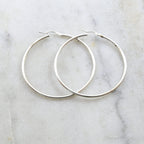 Sterling Silver Large 50mm Thick Flex Tube Hoop Earrings 2 Inch Earring (2pc)