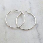 Sterling Silver Large 45mm Thick Flex Tube Hoop Earrings Earring Wires (2pc)