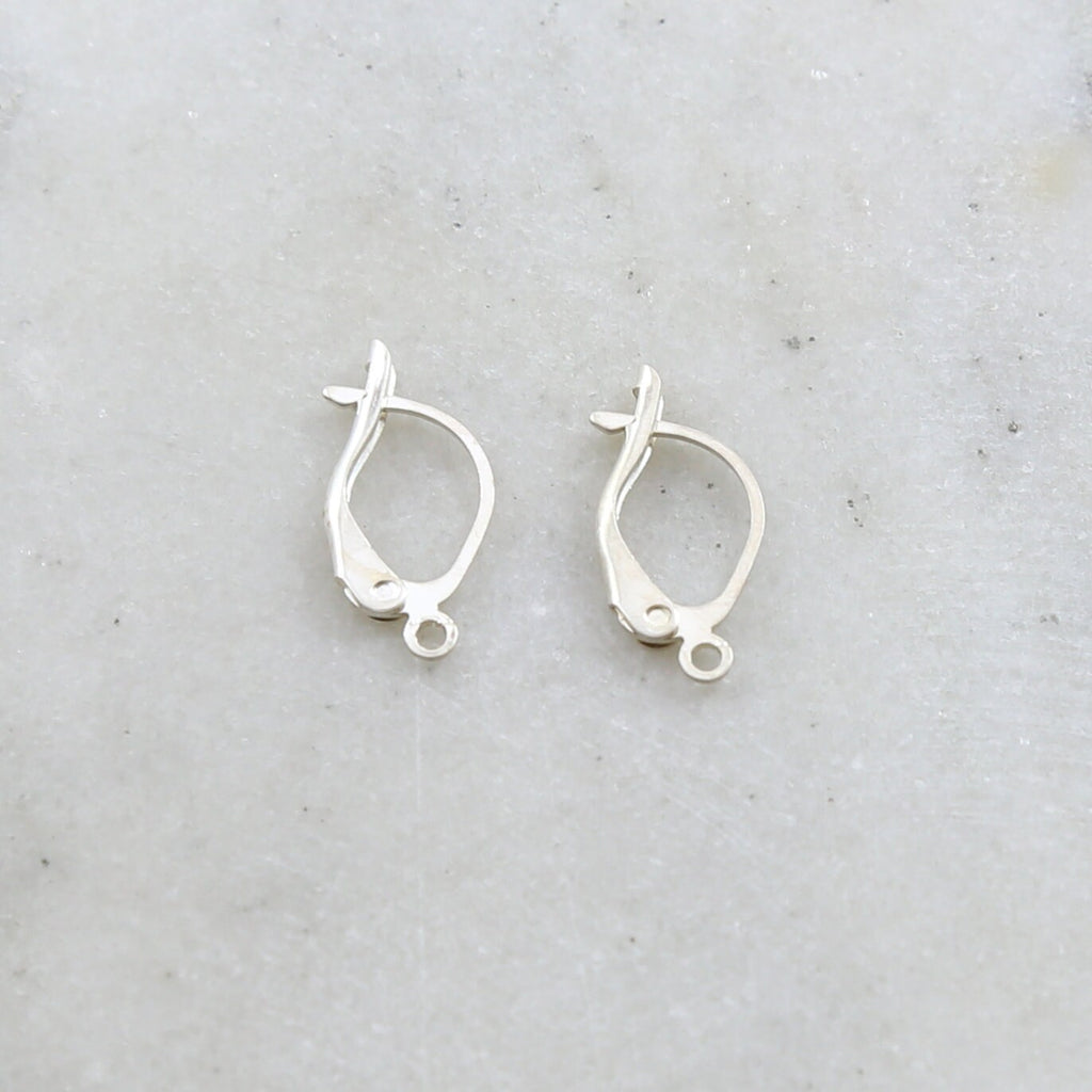 18mmx10mm Sterling Silver Top Notch Leverback Earring Hooks (2pc)