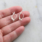 18mmx10mm Sterling Silver Top Notch Leverback Earring Hooks (2pc)