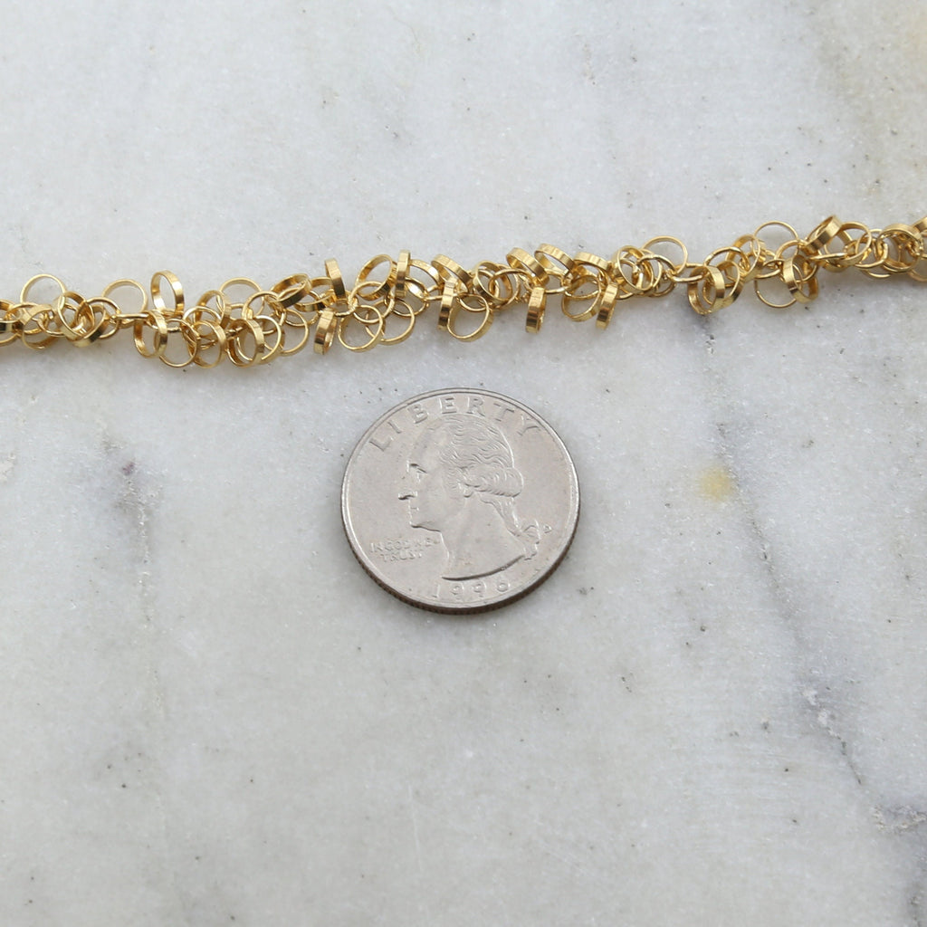 Brass Tiny Dangle Circle Chain in Antique Silver Antique – Sold by the Foot